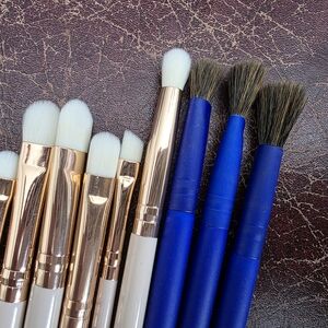 Gold and Blue Makeup Brush Set